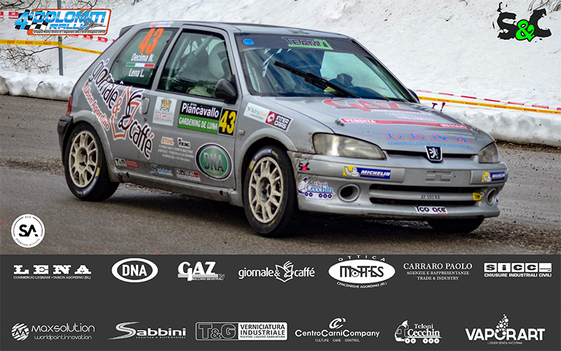 LINO LENA E NICOLA DECIMA SU RENAULT CLIO WILLIAMS AL 4° DOLOMITI RALLY
