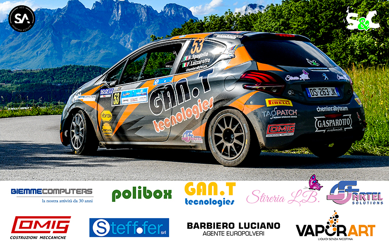 ALBERTO SPAGOLLA E GIUSEPPE ZAMBONI AL RALLY DELLA CARNIA SU PEUGEOT 208 R2B